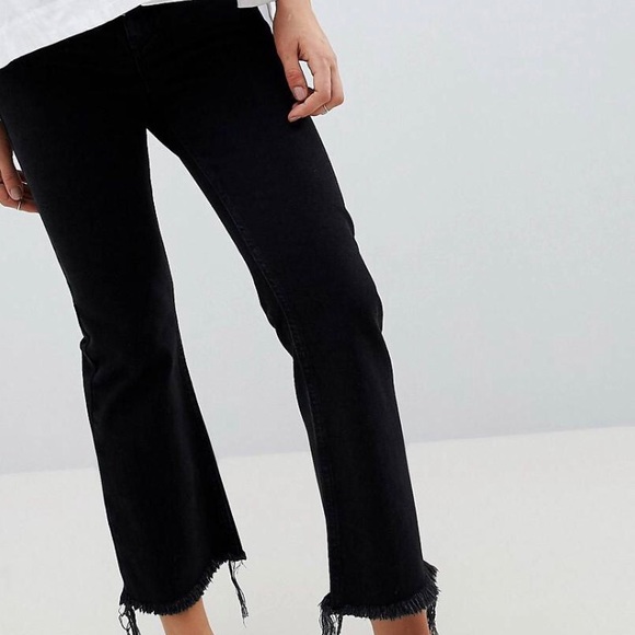 ASOS Maternity Denim - ASOS maternity black cropped flare fringe jeans